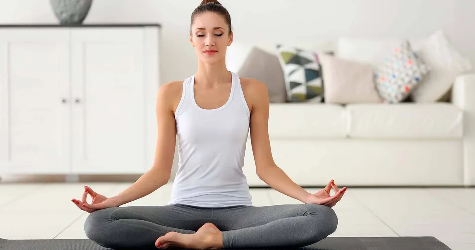 Peaceful yoga stretches before bed